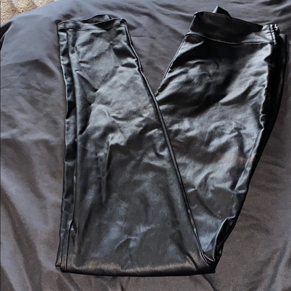 Black leather leggings